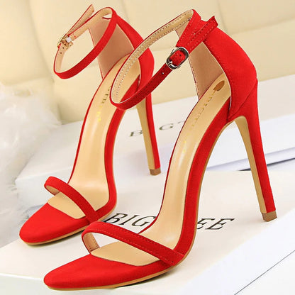 Suede Women Sandals with Stiletto Heels - 11cm and 8cm High Heels