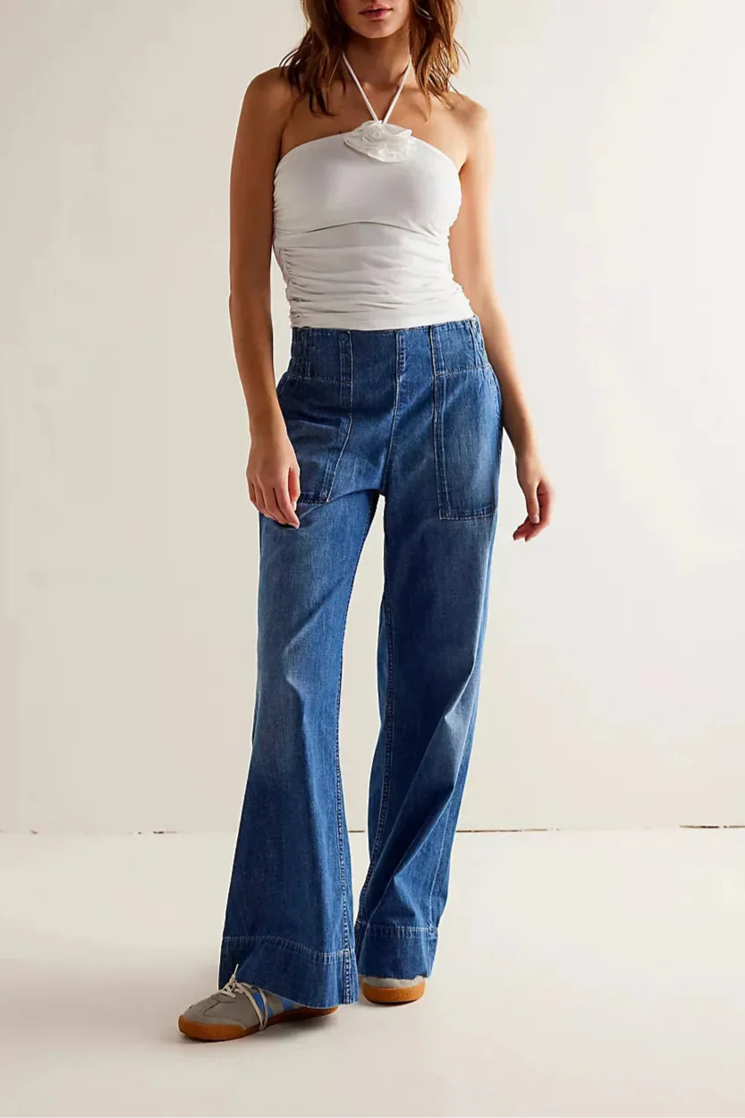 | Wide-Leg Denim Jeans