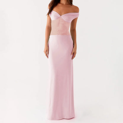 Floral Lace Patchwork Off Bodycon Dress