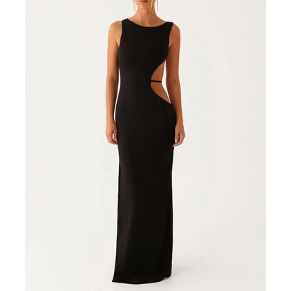 Solid Color Sleeveless Boa Bodycon Dress