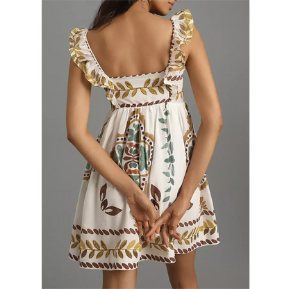 Sweet Ruffle A-Line Mini Floral Dress