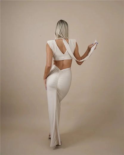 Hollow Out Turtleneck Solid Maxi Dress
