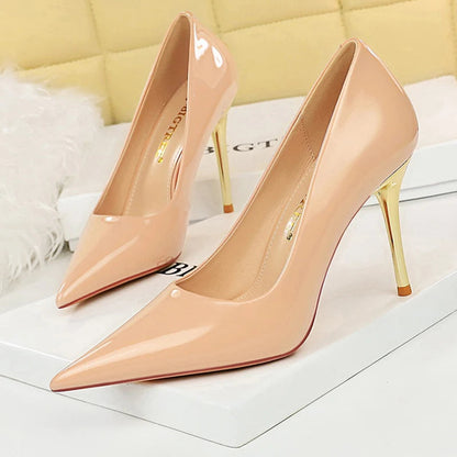 Patent Leather High Heel Office Shoes for Women