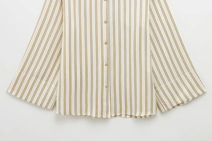 | Striped Button-Up Blouse