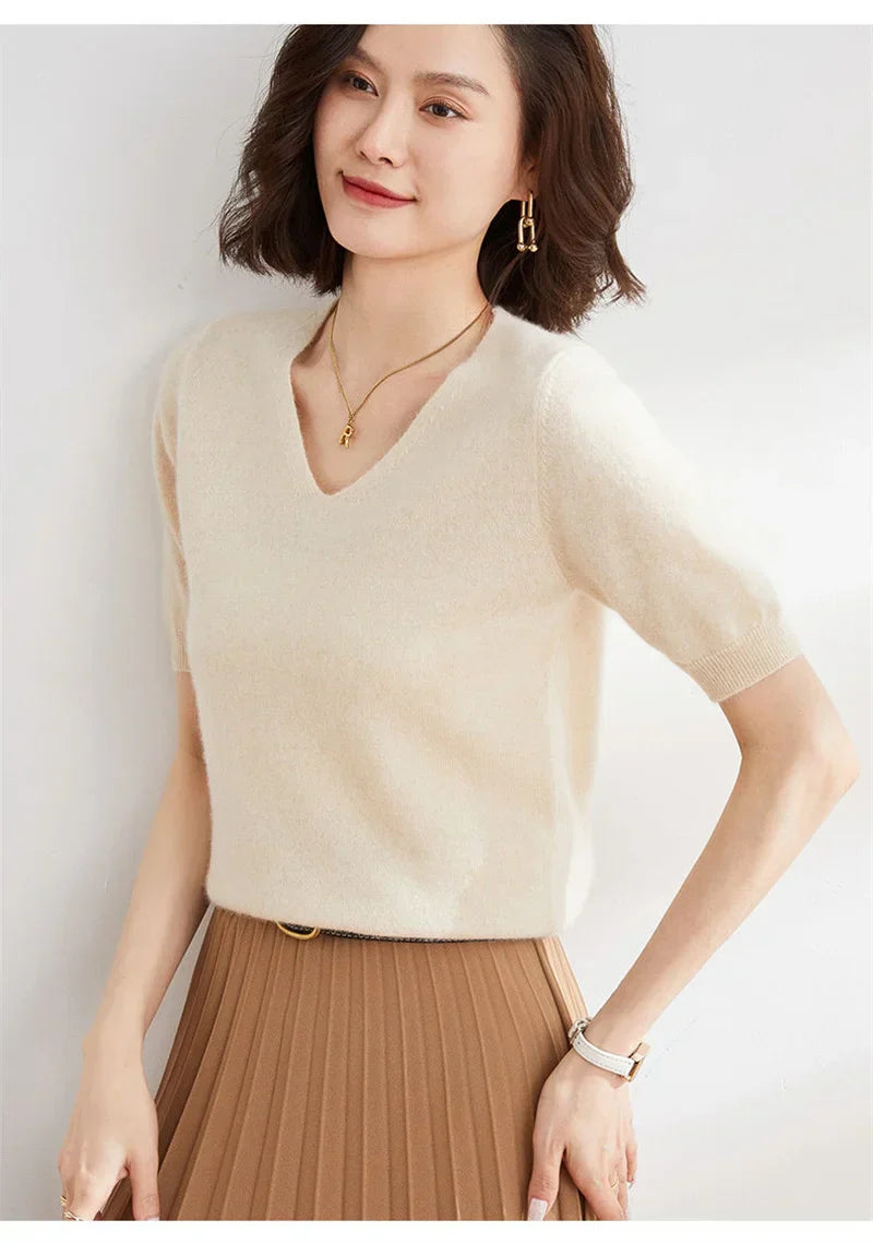 | V-Neck Knit Top