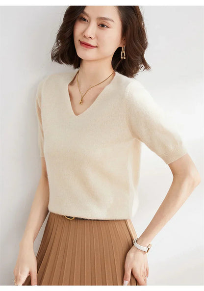 | V-Neck Knit Top
