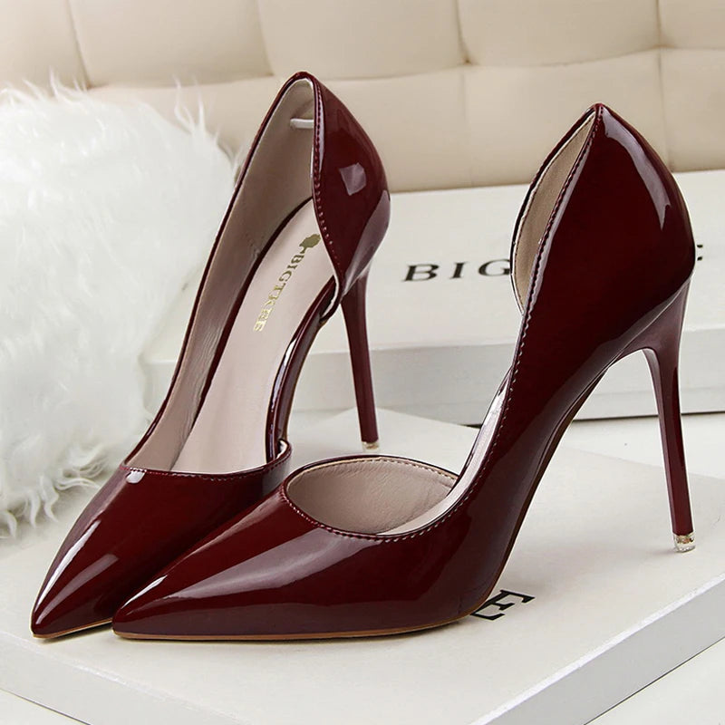 Patent Leather High Heel Stiletto Party Shoes for Women in Office Career