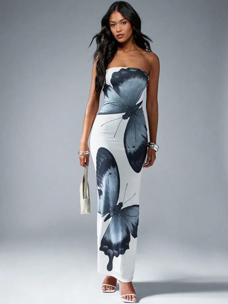 Off-shoulder Strapless Sleeveless High Waist Vacation Dress