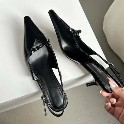 Butterfly-knot Pointed Toe Women Pumps and High Quality Shallow Slingbacks Sandals