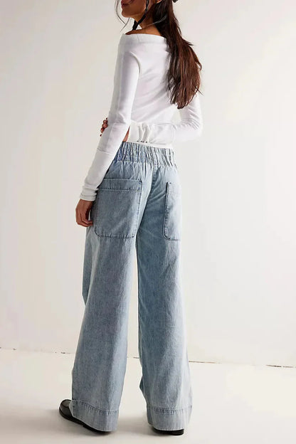 | Wide-Leg Denim Jeans