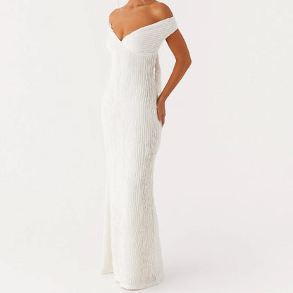 Off Shoulder Slash Neck Bo Bodycon Dress