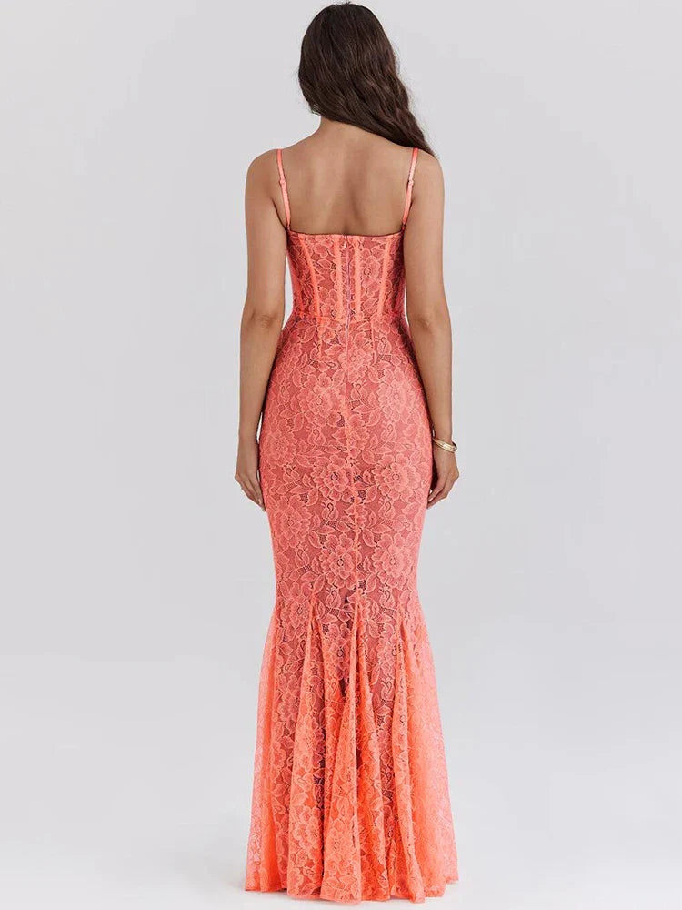 Floral Lace Spaghetti Strap Bodycon Dress