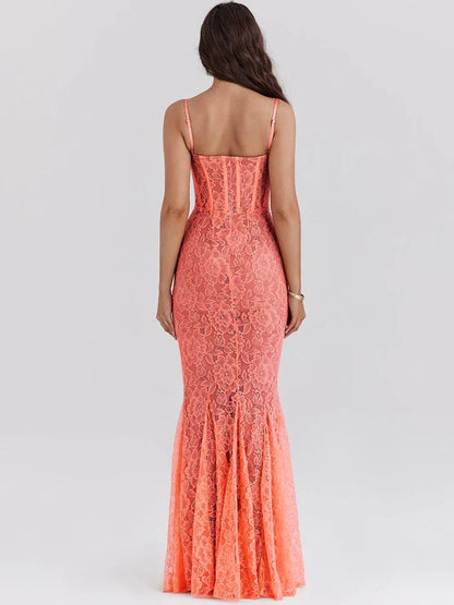 Floral Lace Spaghetti Strap Bodycon Dress