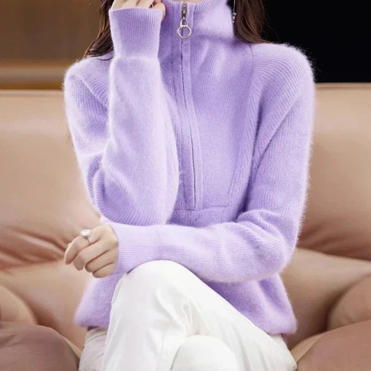 | Half-Zip Mink Wool Sweater