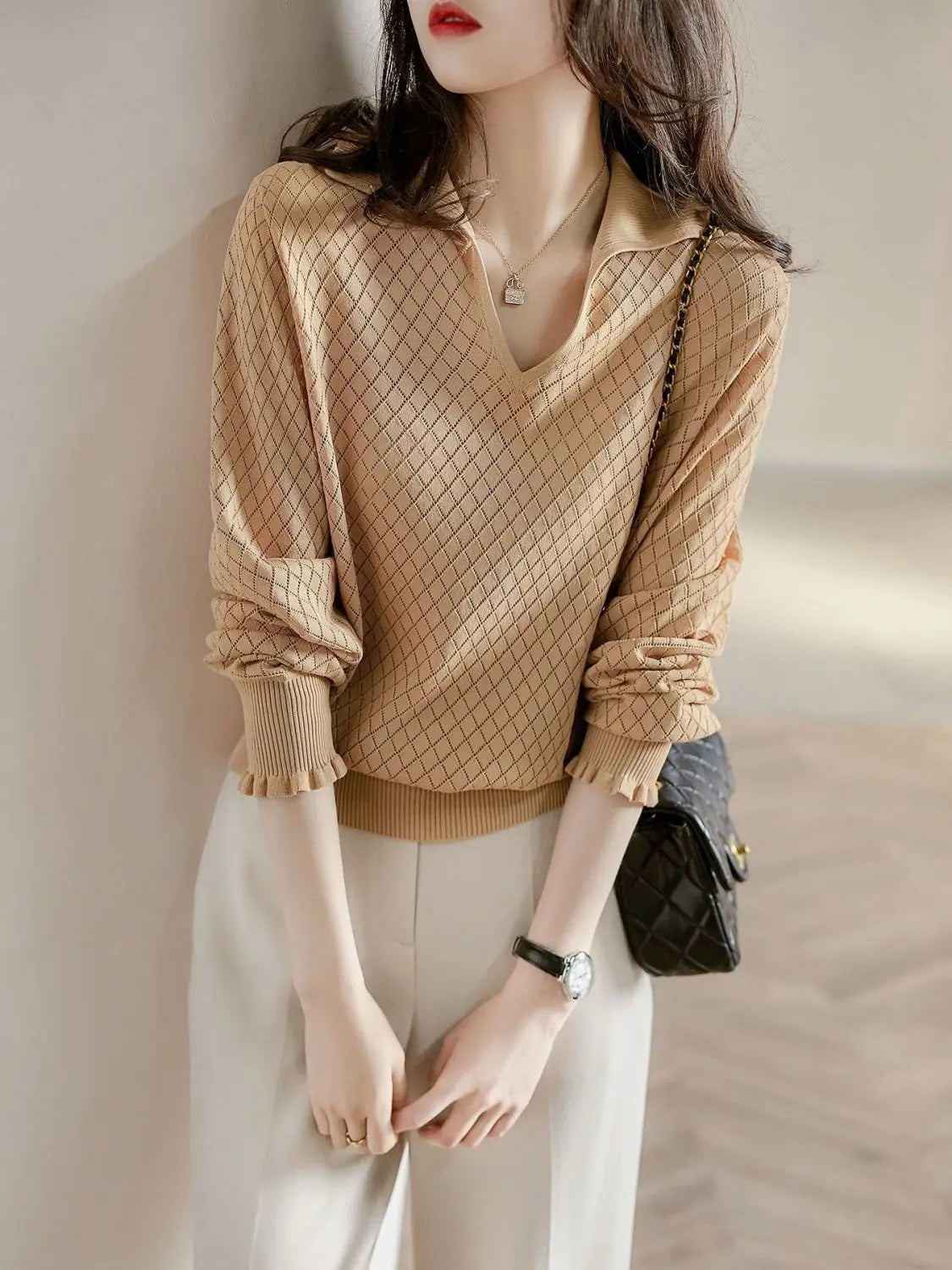 | Knit Top in Diamond Pattern