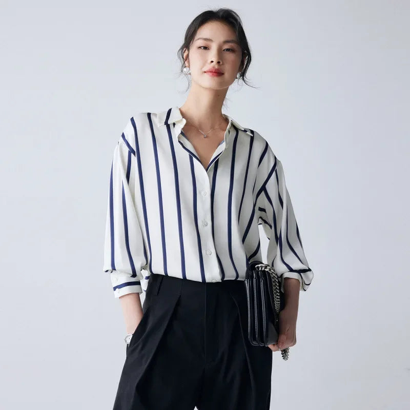 | Stripe Satin Blouse