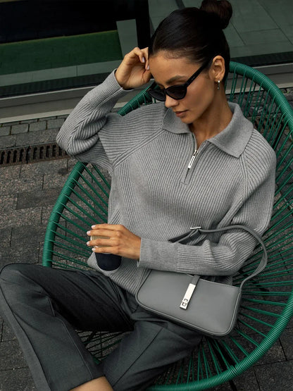 | Ribbed Half-Zip Sweater