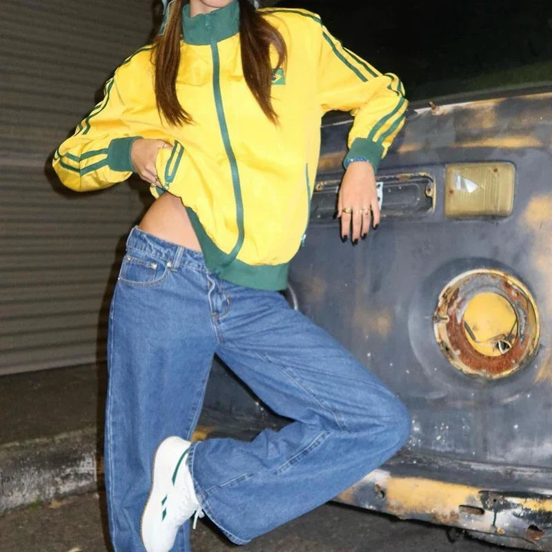 Oversized Yellow Vintage Windbreaker Coat