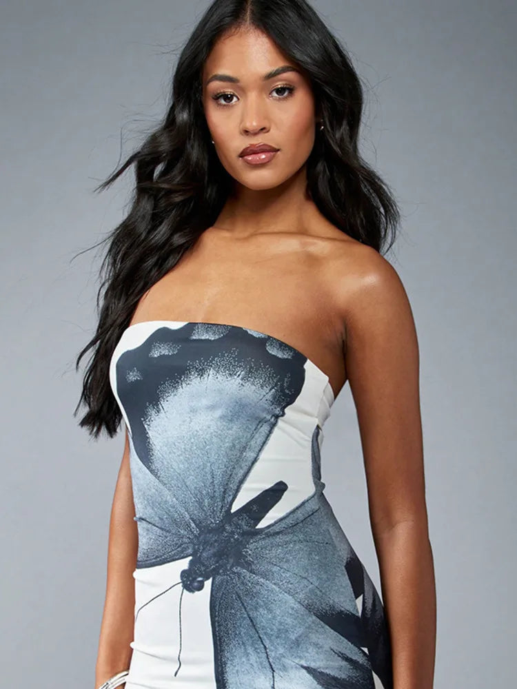 Off-shoulder Strapless Sleeveless High Waist Vacation Dress