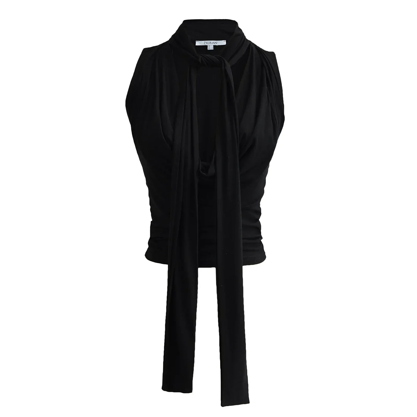 Women Sleeveless Tie Neck Plain Top JERSEY TOP WITH BOW Ruched V-neck Knot Detail Tank Top