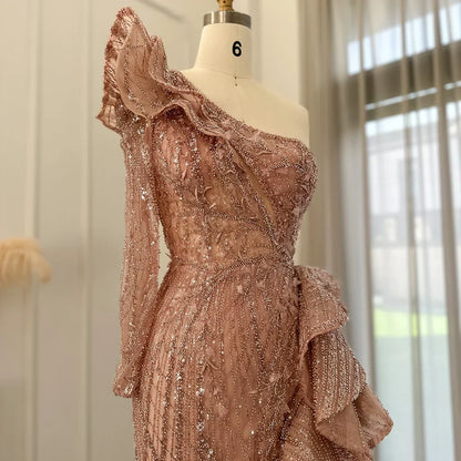 One-Shoulder Side Slit Mermaid Formal Dresses