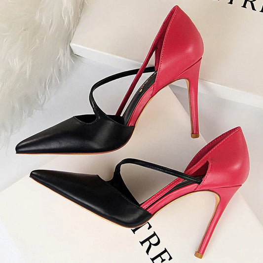 Sweet High-heels Pointed Women Pumps Sexy Party Shoes Summer Stiletto High Heel Hollow Out