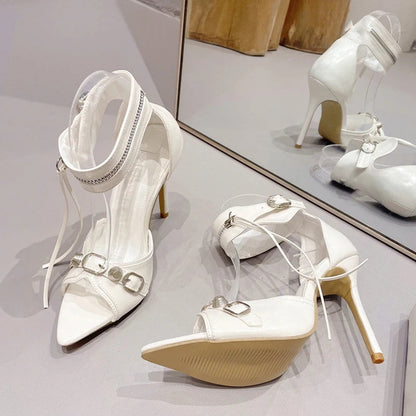 Zip Tassel Ankle Strap Sandals for Women
