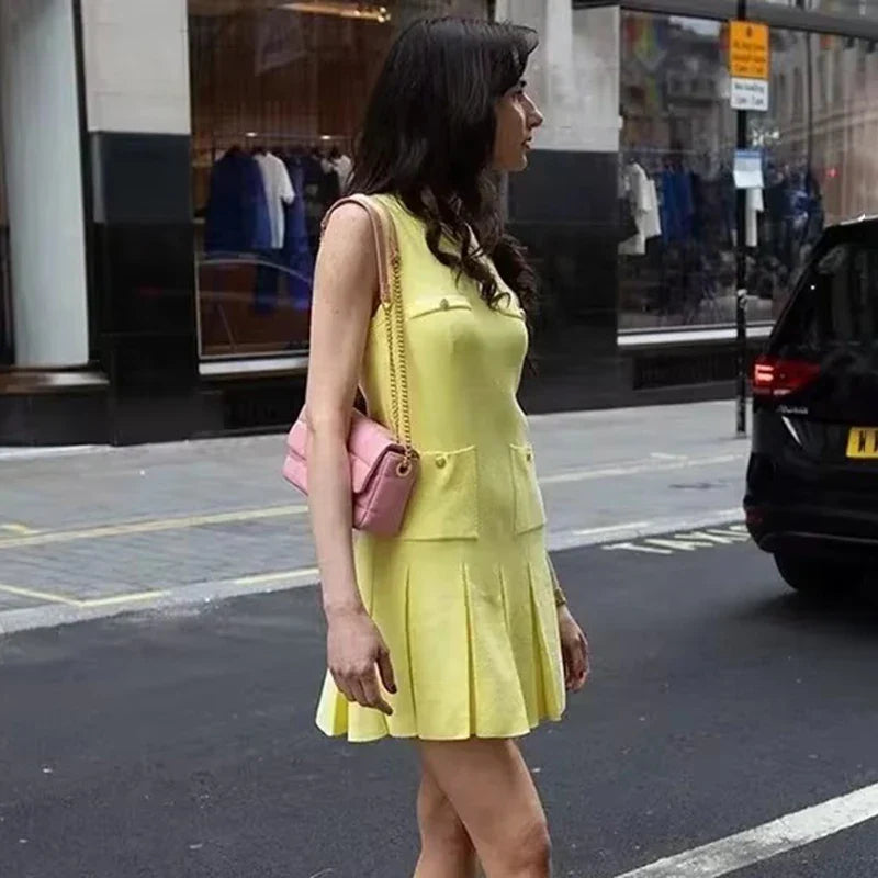 Pocket Knit Sleeveless Mini Dress