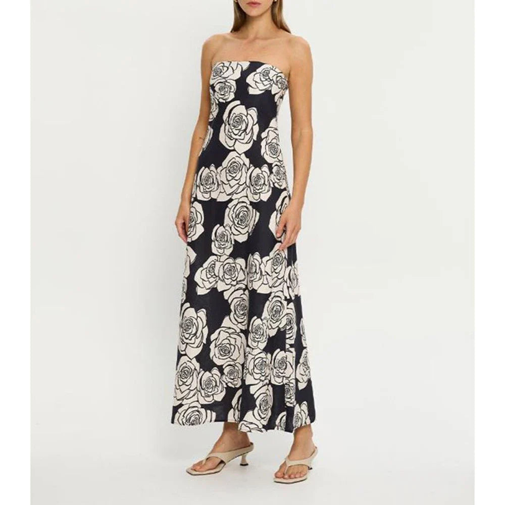 Off Shoulder Floral Tube Vacation Dress