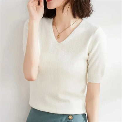 | V-Neck Knit Top