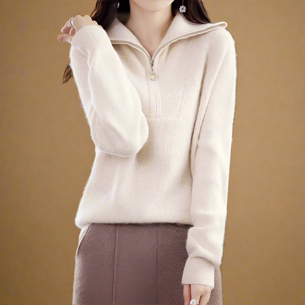 | Half-Zip Mink Wool Sweater