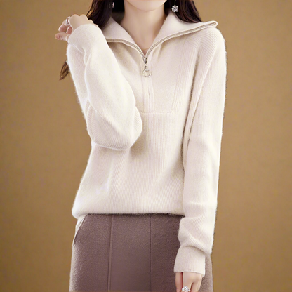 | Half-Zip Mink Wool Sweater