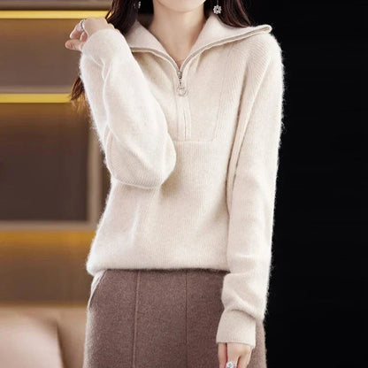 | Half-Zip Mink Wool Sweater