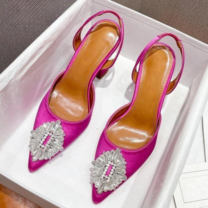 Silk Women Pumps with Crystal Strange Style High Heels for Autumn