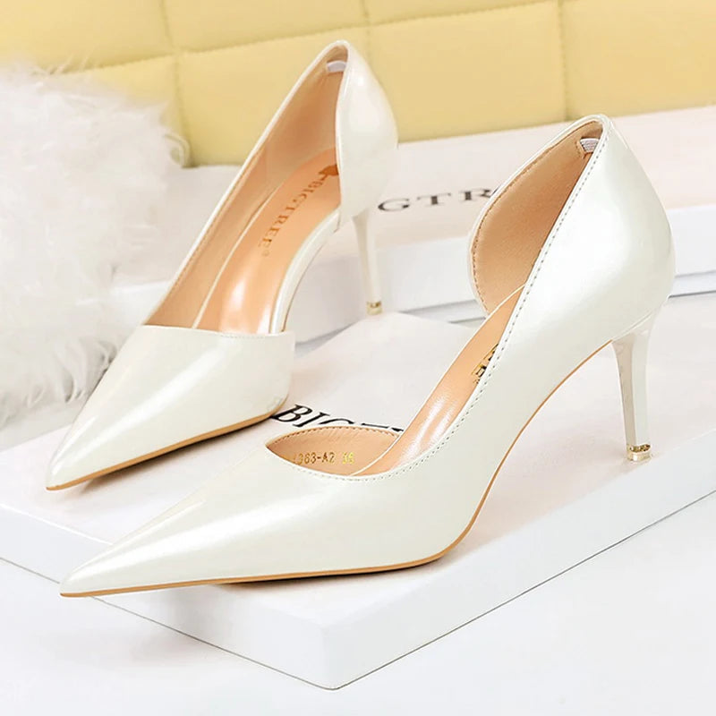Sexy Pu Leather Kitten Heels Party Shoes for Women
