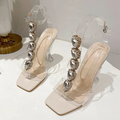 Crystal Rhinestone High Heel Sandals for Summer Party Wedding Fashion