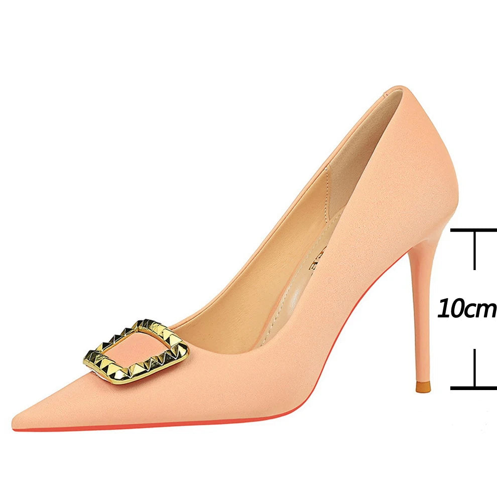 Luxury Banquet Shoes with Metal Buckle Decoration