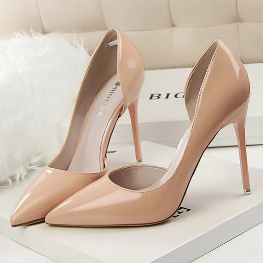 Patent Leather High Heel Stiletto Party Shoes for Women in Office Career
