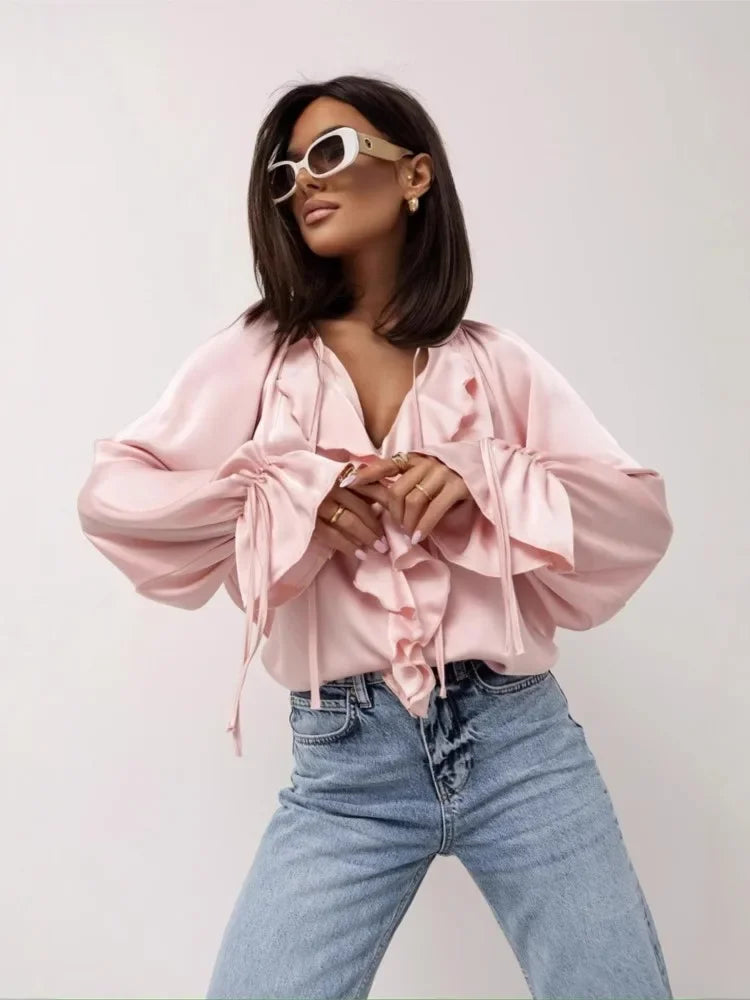 | Satin Ruffle Blouse