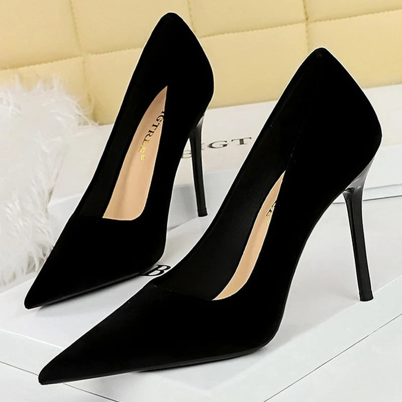 Suede High Heel Women Pumps for Sexy Party Wear