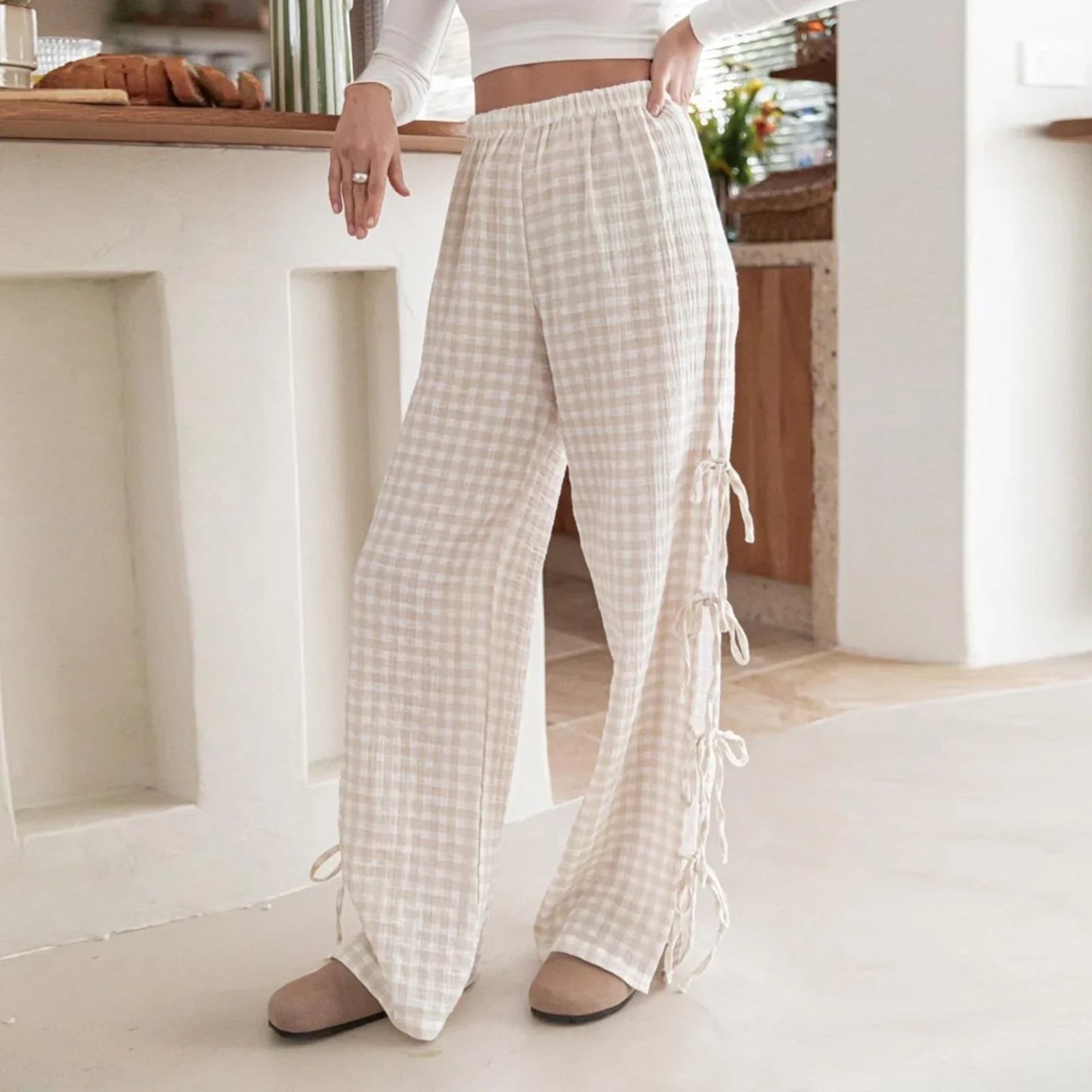 | Checkered Cotton Trousers