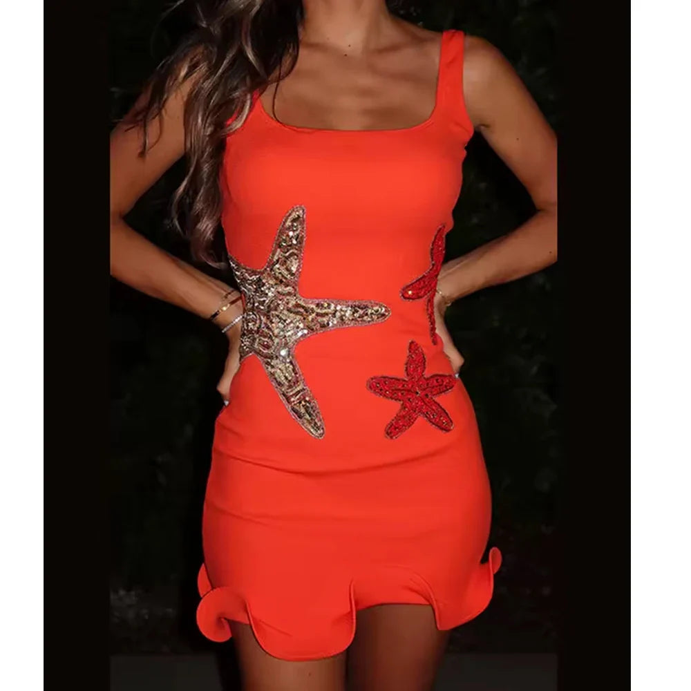Starfish Sequin Knit Tank Bodycon Dress