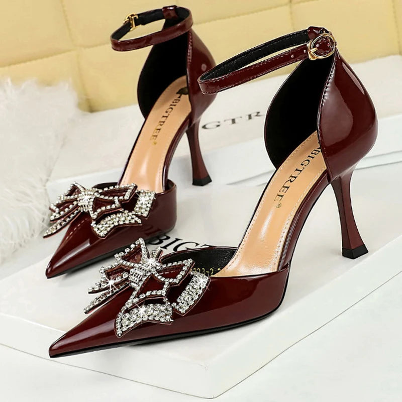 Luxury High Heel Rhinestone Bowknot Sandals for Women
