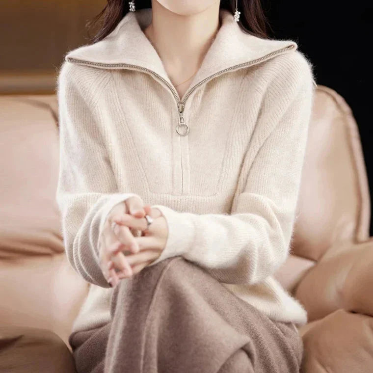 | Half-Zip Mink Wool Sweater