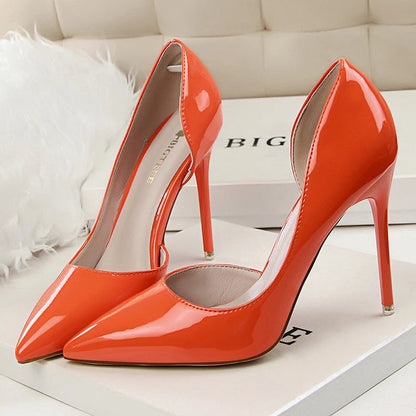 Patent Leather High Heel Stiletto Party Shoes for Women in Office Career