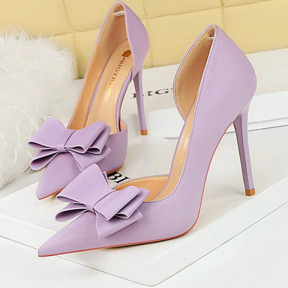 Bowknot Women Pumps High Heels Sexy Party Stilettos Office Shoes