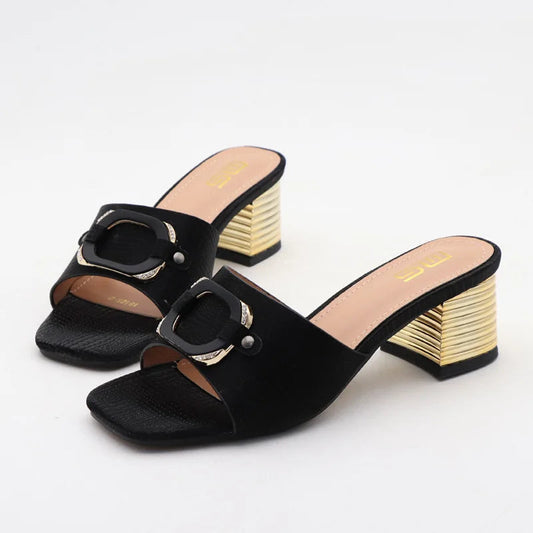 Women's high-heeled summer sandals with square buckle in new plus size
