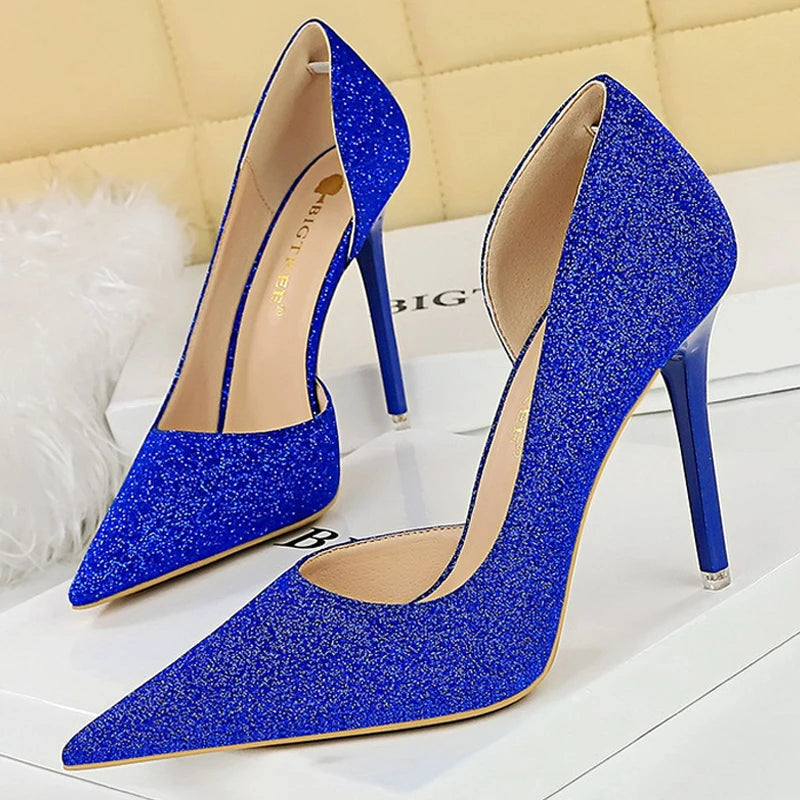 Sequin Cloth High Heel Stilettos for Retro Women Party