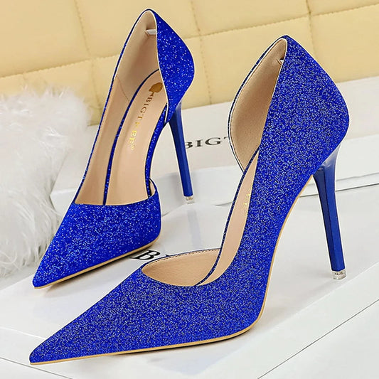 Sequin Cloth High Heel Stilettos for Retro Women Party