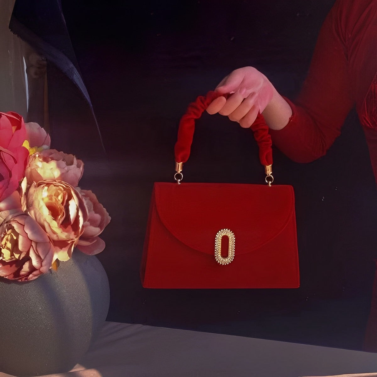 Red Velvet Handbag by Priscilla